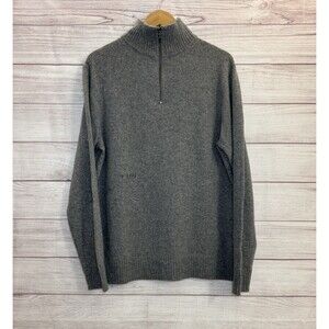 J. Crew Merino  Wool Sweater Men's Gray  Pullover 1/4 Zip SZ L ARGE